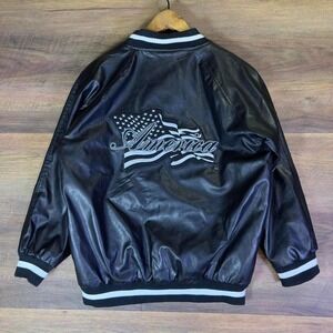 Steve & Barry's America Vintage Leather Varsity Jacket Mens Small Black